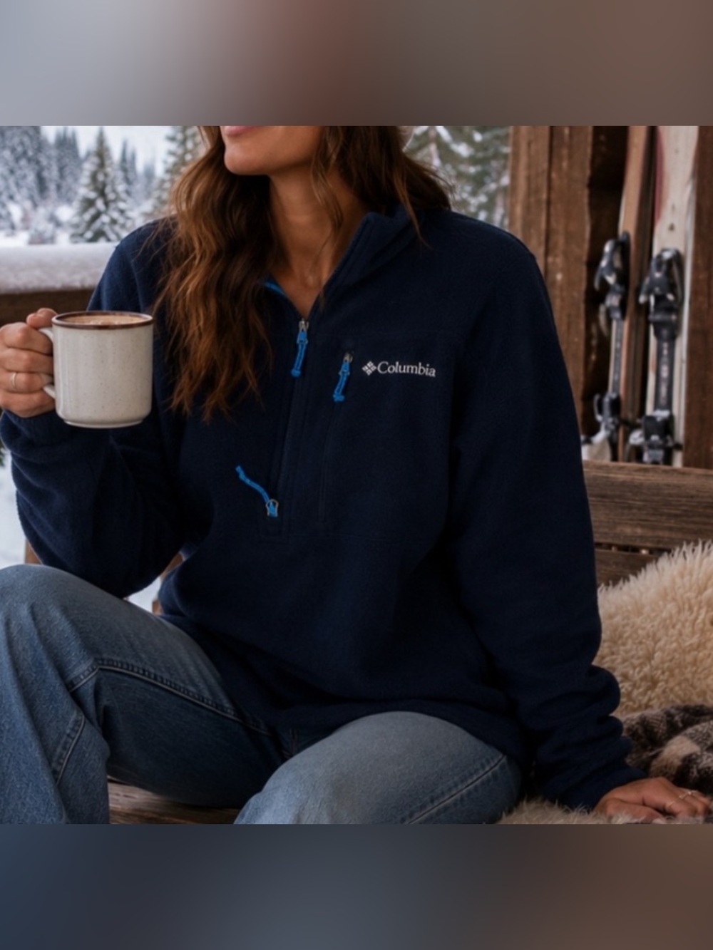 Columbia Navy Fleece quarter zip